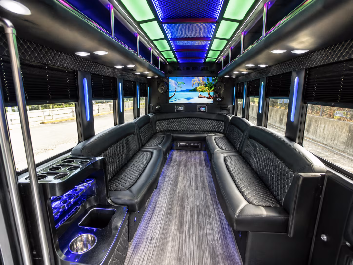 grand junction 18 passenger party bus inside
