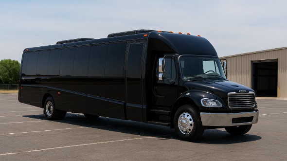 Exterior of Charter Bus Company Aurora's 28 Passenger Mini bus in Aurora