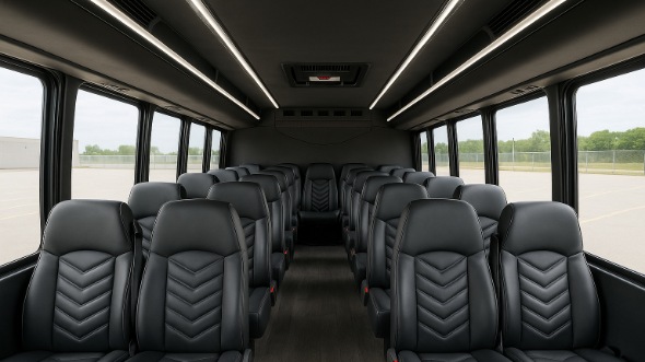 Interior of Charter Bus Company Grand Junction's 28 Passenger Mini bus in Grand Junction